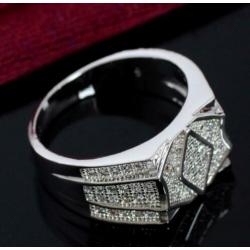 Zirkonen 925 sterling zilveren heren ring N 10