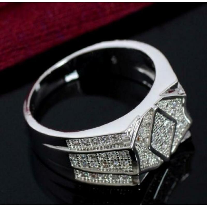 Zirkonen 925 sterling zilveren heren ring N 10
