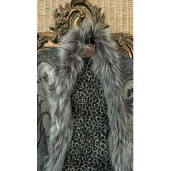 Omslagdoek Rino & Pelle dame bont print grijs poncho bont