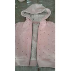 Bijna gratis dikke hoodi vest roze hema teddy gevoerd 98/104