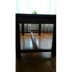 Koloniale eettafel met lade 200Lx90Bx75H