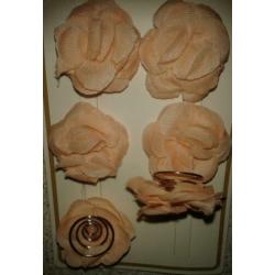Set 6x Curli's Wit satijn bloem roos ~curly curlies bruid