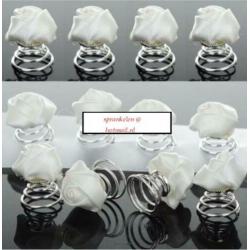 Set 6x Curli's Wit satijn bloem roos ~curly curlies bruid