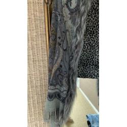 Omslagdoek Rino & Pelle dame bont print grijs poncho bont