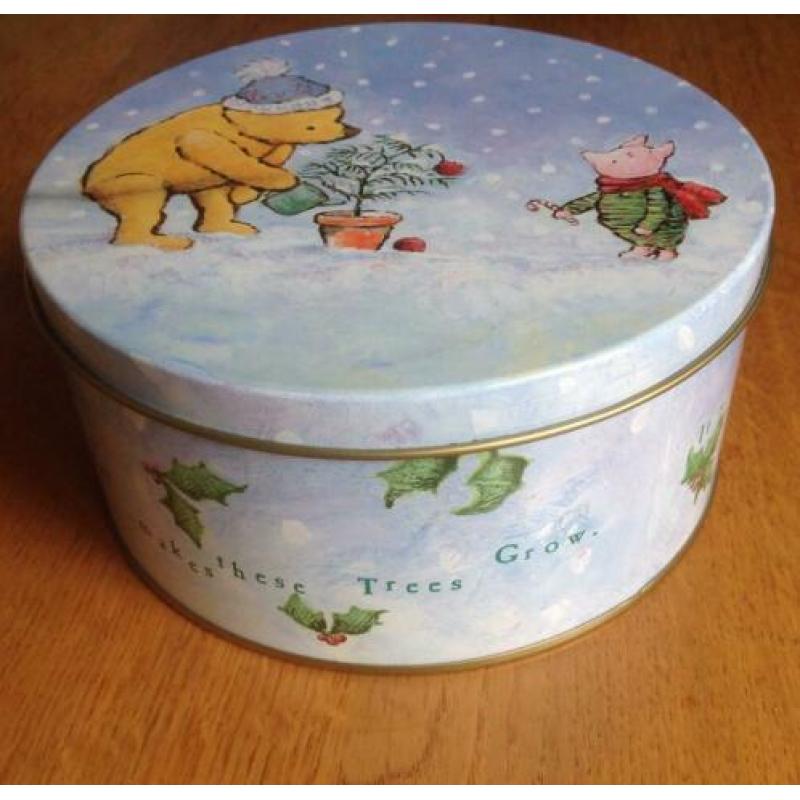 2 blikken Winnie the Pooh kerst koektrommel - blik - trommel