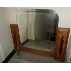 Mooie grote Art Deco / Amsterdamse School spiegel 110x89 cm