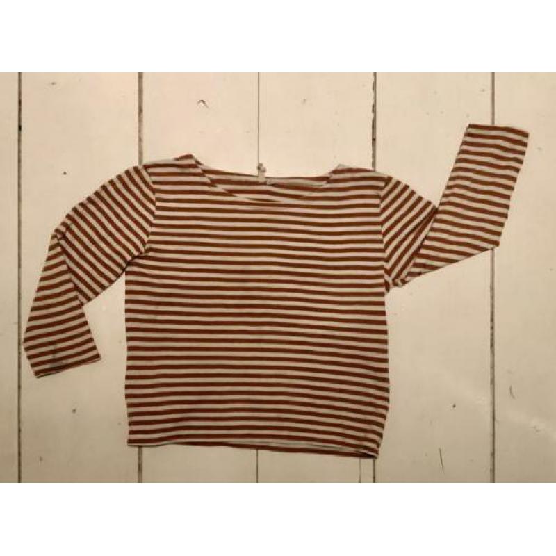 tof Gray label gestreept shirt roest bruin, mt 3-4 = ca 104