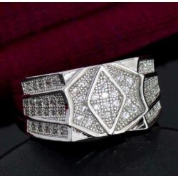 Zirkonen 925 sterling zilveren heren ring N 10