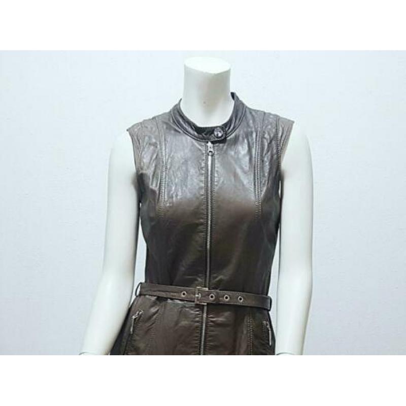 Jurk bruin leer STEPS mouwloos trendy zomer mt. 36 S: 20,-