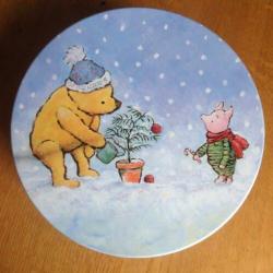 2 blikken Winnie the Pooh kerst koektrommel - blik - trommel