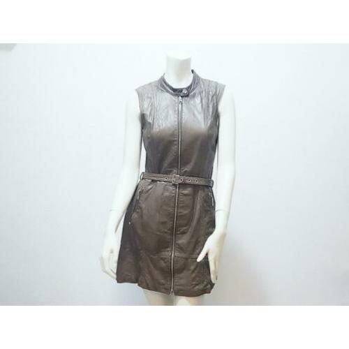 Jurk bruin leer STEPS mouwloos trendy zomer mt. 36 S: 20,-