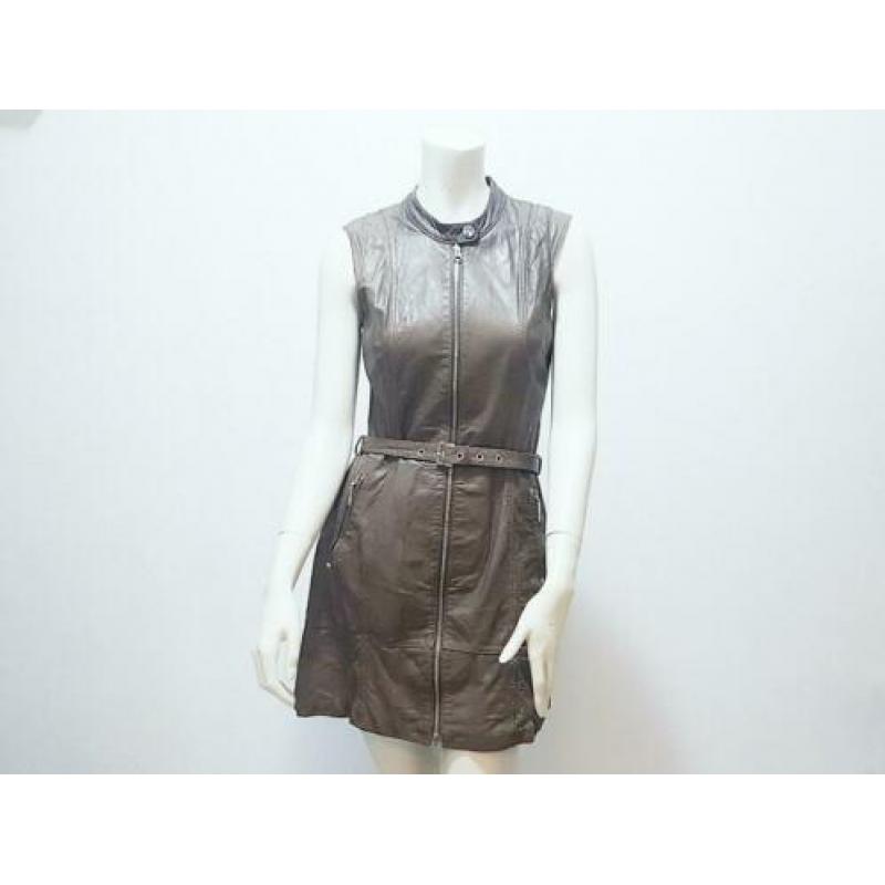 Jurk bruin leer STEPS mouwloos trendy zomer mt. 36 S: 20,-