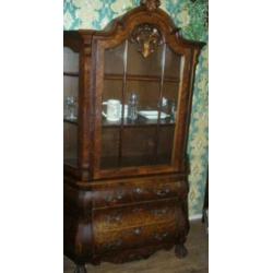 Oude Barok Vitrine Kast.