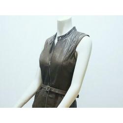 Jurk bruin leer STEPS mouwloos trendy zomer mt. 36 S: 20,-