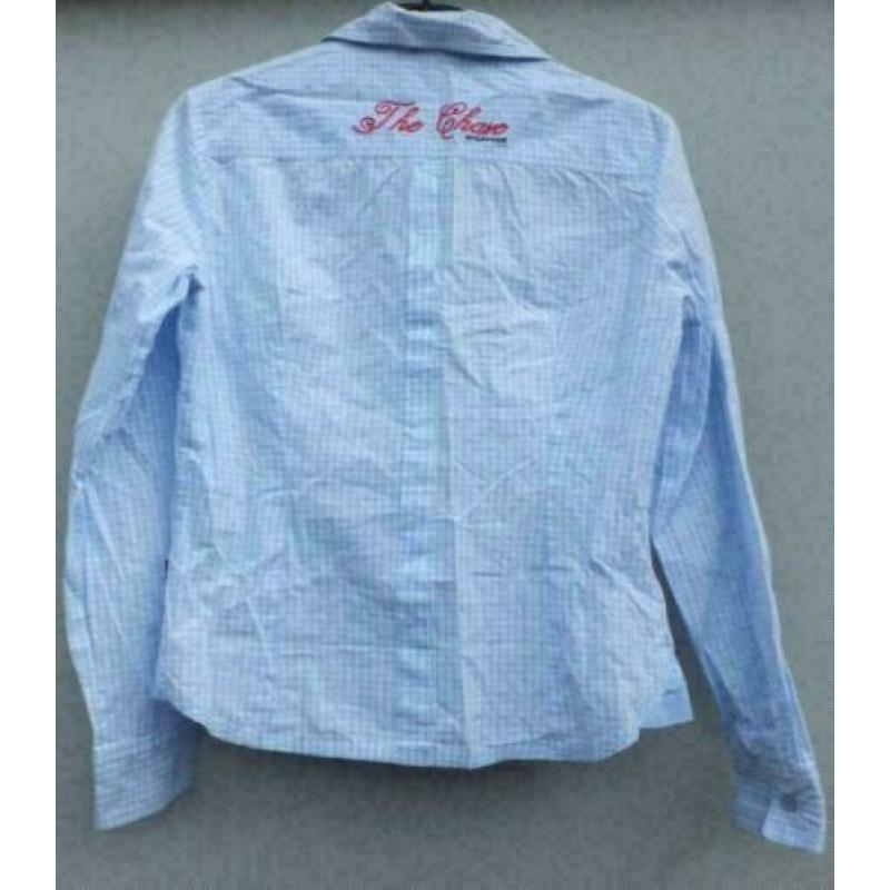 Mc GREGOR getailleerd blauw/wit ruitjes blouse mt 38