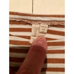 tof Gray label gestreept shirt roest bruin, mt 3-4 = ca 104