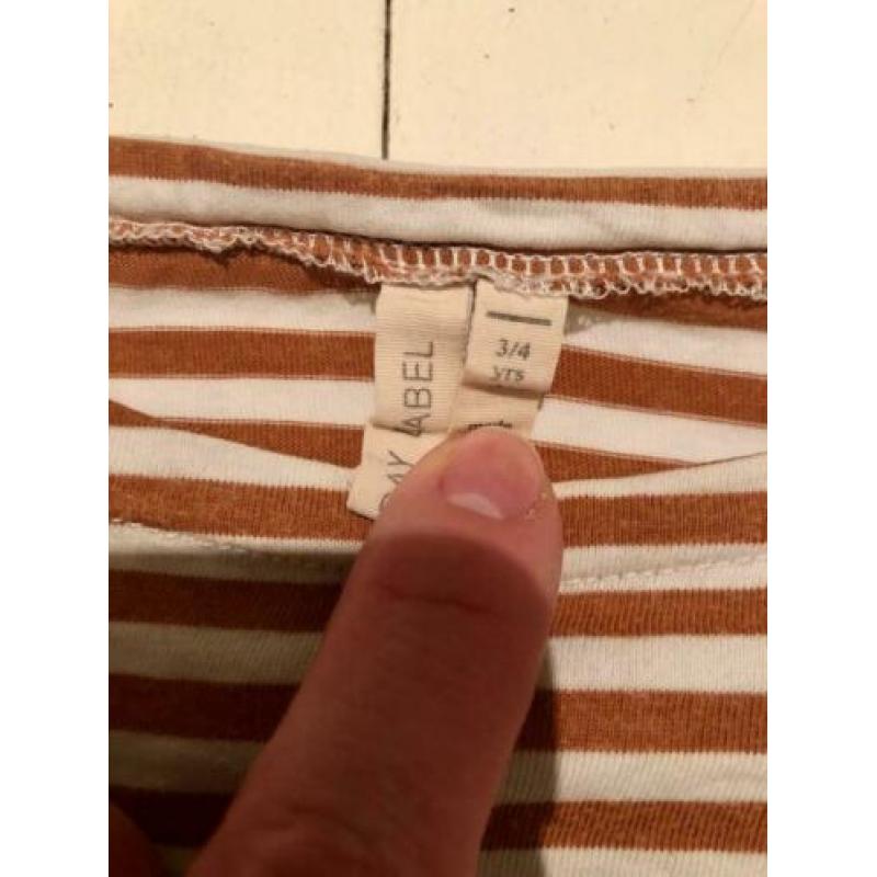 tof Gray label gestreept shirt roest bruin, mt 3-4 = ca 104