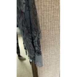 Omslagdoek Rino & Pelle dame bont print grijs poncho bont
