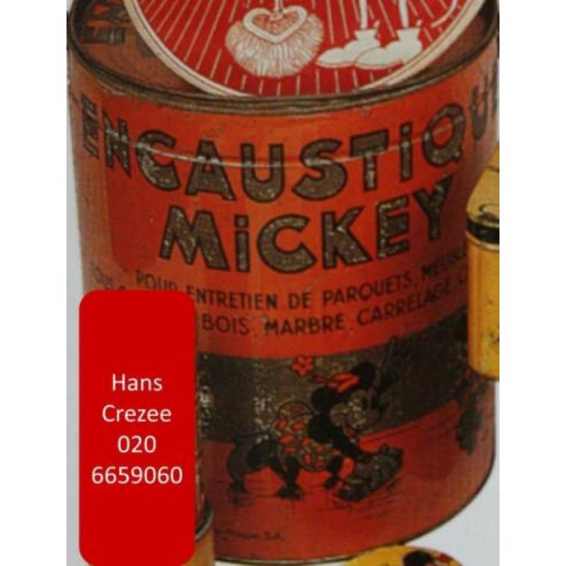 gezocht oud Disney mickey mouse blik doos encaustique 1930