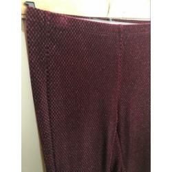 Ydence broek flared velours fluweel Bordeaux glitter nieuw