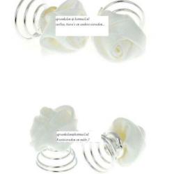 Set 6x Curli's Wit satijn bloem roos ~curly curlies bruid