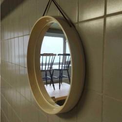 Retro kunststof wand spiegel Jaren 70 | Rond | Wit 38 cm