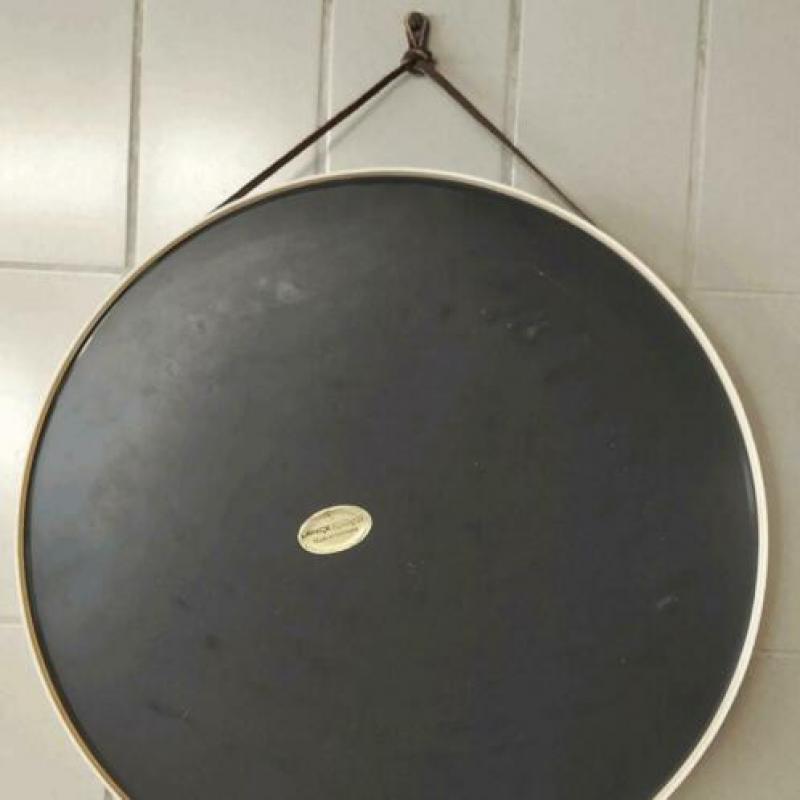 Retro kunststof wand spiegel Jaren 70 | Rond | Wit 38 cm