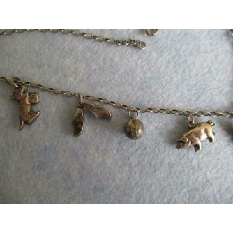 oude mooie zilveren bedelketting en bedelarmband-je