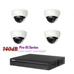 4MP Dahua Starlight IP POE camera set/NVR+4x cameras (140dB)