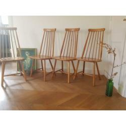 4 Retro Vintage design spijlenstoelen PASTOE jaren 60