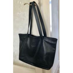 Belly, vintage grote zwart leren shopper