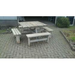 Picknicktafel, vierkante picknicktafel, oppottafel opknapper
