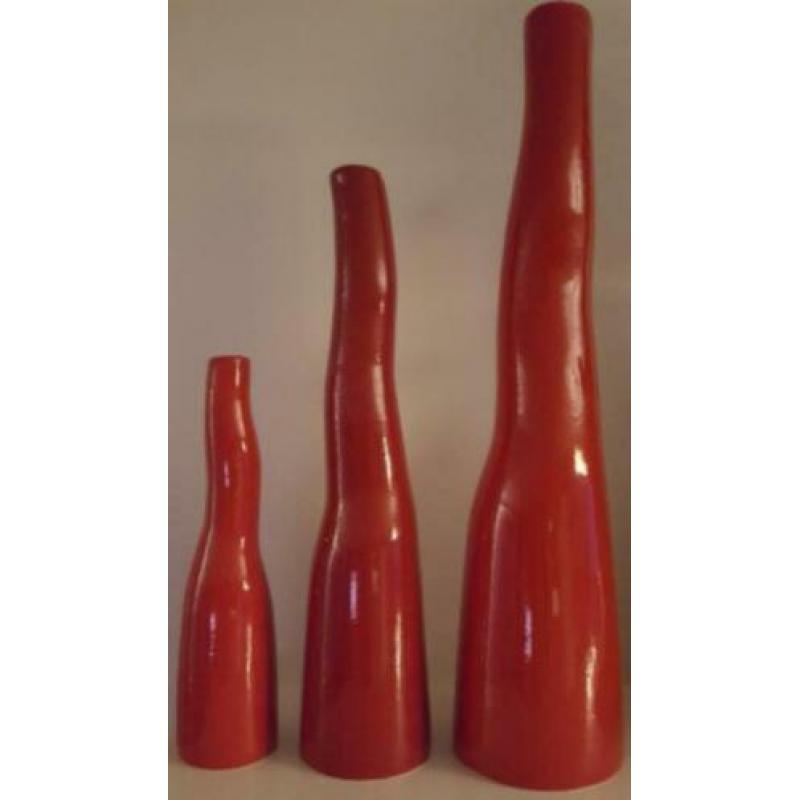 Set van 3 mooie vazen, kleur rood, 27,3cm tot 51cm