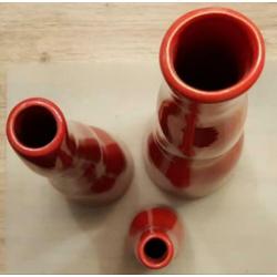 Set van 3 mooie vazen, kleur rood, 27,3cm tot 51cm