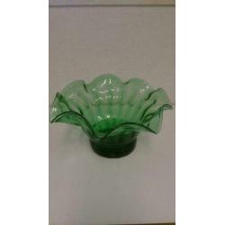 Leerdam glas - jaren 50 - groen - bowl - geplooid glas