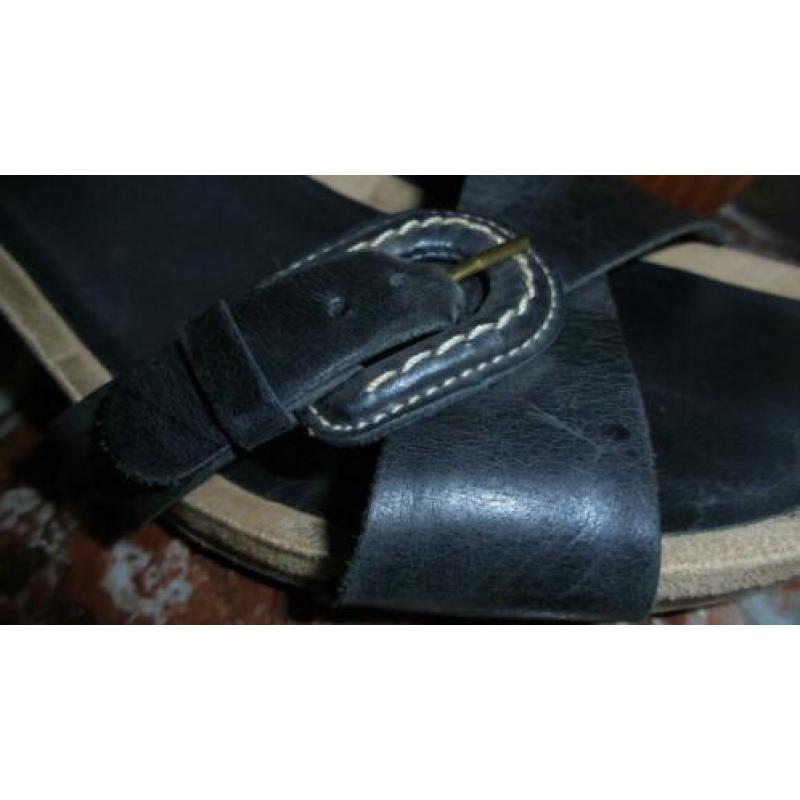 Prachtige zwarte lederen sandalen met hak van Clarks mt 39