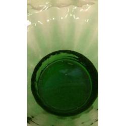 Leerdam glas - jaren 50 - groen - bowl - geplooid glas