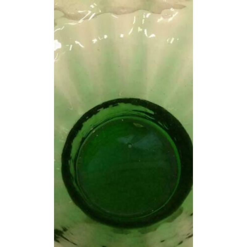 Leerdam glas - jaren 50 - groen - bowl - geplooid glas