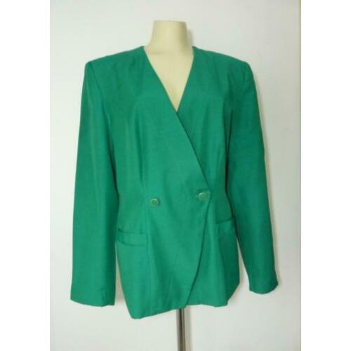 Groene linnenlook blazer met zakjes Edgar Vos