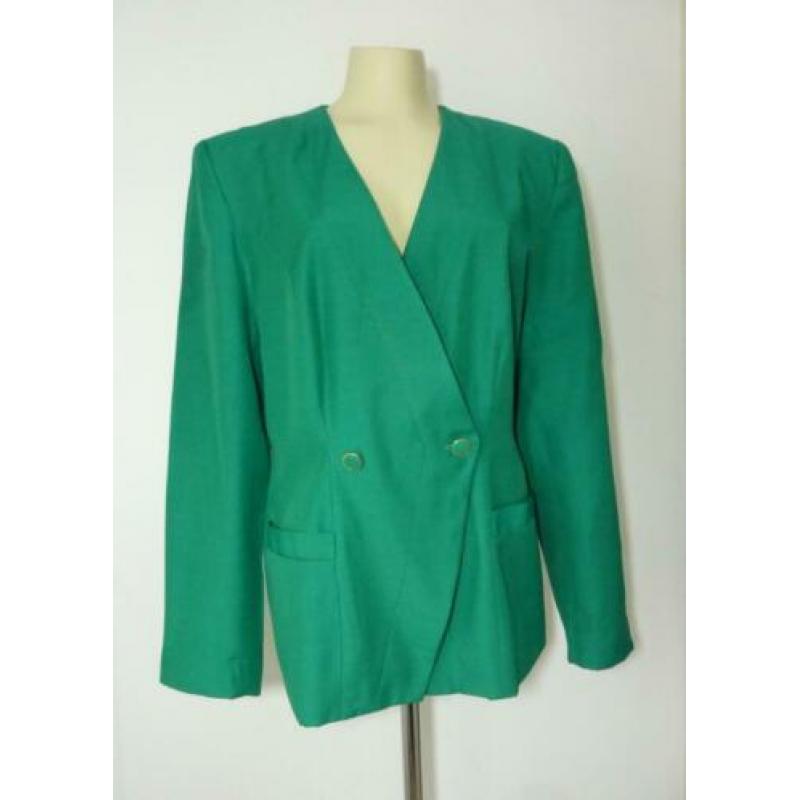 Groene linnenlook blazer met zakjes Edgar Vos