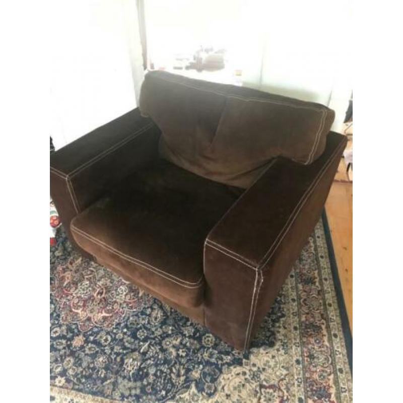 Niklaus fauteuil stoel leer suède donker bruin