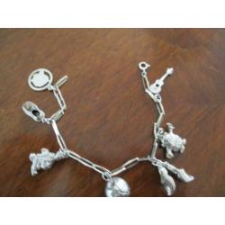 oude mooie zilveren bedelketting en bedelarmband-je
