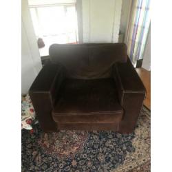 Niklaus fauteuil stoel leer suède donker bruin