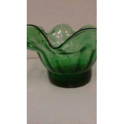 Leerdam glas - jaren 50 - groen - bowl - geplooid glas