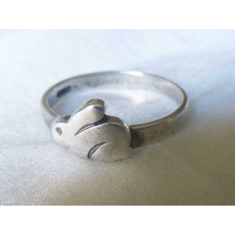Zilveren kinder-Ring met Konijntje