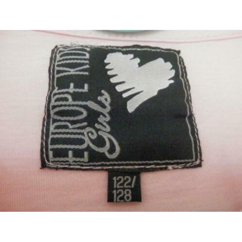 Roze poezenshirt met lange mouw. Maat : 122/128