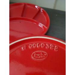 Vintage gourmetborden fondue borden Jasba rood/oranje