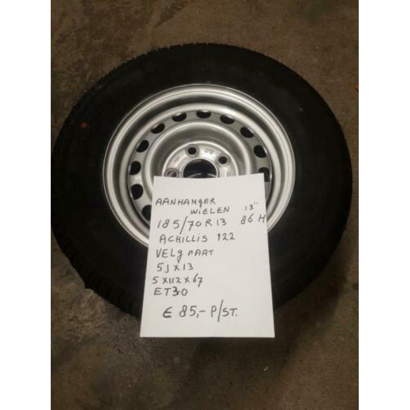 Aanhanger wielen 13 inch nieuw 5 gaats et 30 / 185/70R13