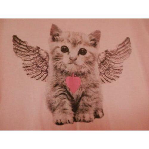 Roze poezenshirt met lange mouw. Maat : 122/128
