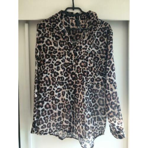 Coolcat: Wijde groot vallende panterprint blouse (S)